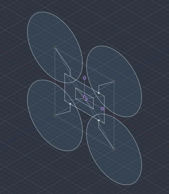 VOLANS micro drone CAD sketch